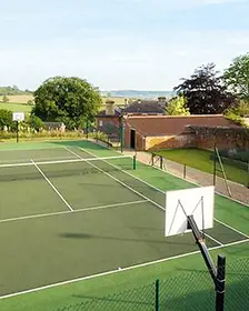 Full-sized, all-weather tennis court